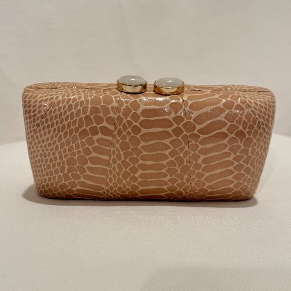 Sondra Roberts Nude Embossed Clutch with Pearl Closure - Picture 2 of 9